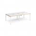 Adapt double back to back desks 2400mm x 1200mm - white frame, white top with oak edging E2412-WH-WO