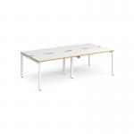 Adapt double back to back desks 2400mm x 1200mm - white frame, white top with oak edging E2412-WH-WO