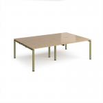 Adapt double back to back desks 2400mm x 1600mm - green frame, kendal oak top E2416-GN-KO