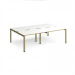 Adapt double back to back desks 2400mm x 1600mm - green frame, white top, oak edge E2416-GN-WO