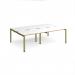 Adapt double back to back desks 2400mm x 1600mm - green frame, white top, oak edge E2416-GN-WO