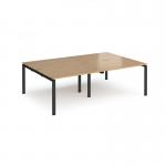 Adapt double back to back desks 2400mm x 1600mm - black frame, oak top E2416-K-O