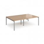 Adapt double back to back desks 2400mm x 1600mm - silver frame, beech top E2416-S-B