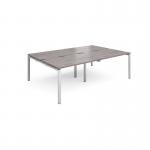 Adapt double back to back desks 2400mm x 1600mm - silver frame, grey oak top E2416-S-GO