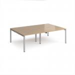 Adapt double back to back desks 2400mm x 1600mm - silver frame, kendal oak top E2416-S-KO