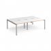 Adapt double back to back desks 2400mm x 1600mm - silver frame, white top with oak edging E2416-S-WO