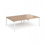 Adapt double back to back desks 2400mm x 1600mm - white frame, beech top E2416-WH-B