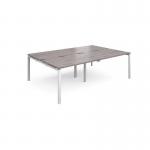 Adapt double back to back desks 2400mm x 1600mm - white frame, grey oak top E2416-WH-GO