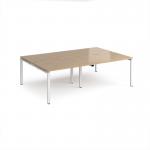 Adapt double back to back desks 2400mm x 1600mm - white frame, kendal oak top E2416-WH-KO
