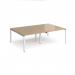 Adapt double back to back desks 2400mm x 1600mm - white frame, kendal oak top E2416-WH-KO