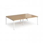 Adapt double back to back desks 2400mm x 1600mm - white frame, oak top E2416-WH-O