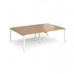 Adapt double back to back desks 2400mm x 1600mm - white frame, oak top E2416-WH-O