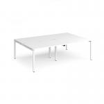 Adapt double back to back desks 2400mm x 1600mm - white frame, white top E2416-WH-WH