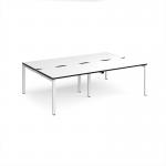 Adapt double back to back desks 2400mm x 1600mm - white frame, white top, black edge E2416-WH-WK