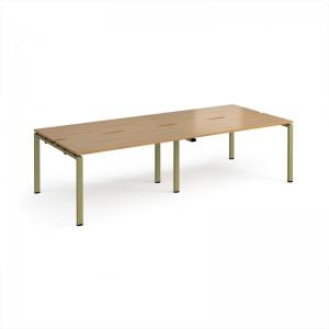 Adapt double back to back desks 2800mm x 1200mm - green frame, oak top