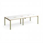 Adapt double back to back desks 2800mm x 1200mm - green frame, white top, oak edge E2812-GN-WO