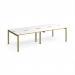 Adapt double back to back desks 2800mm x 1200mm - green frame, white top, oak edge E2812-GN-WO