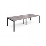 Adapt double back to back desks 2800mm x 1200mm - black frame, grey oak top E2812-K-GO