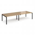 Adapt double back to back desks 2800mm x 1200mm - black frame, oak top E2812-K-O