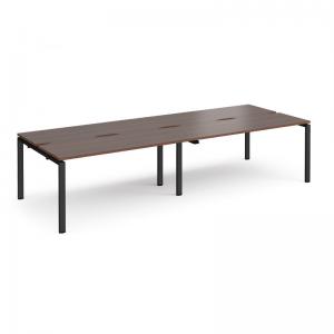 Adapt double back to back desks 2800mm x 1200mm - black frame, walnut