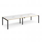 Adapt double back to back desks 2800mm x 1200mm - black frame, white top with oak edging E2812-K-WO
