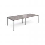 Adapt double back to back desks 2800mm x 1200mm - silver frame, grey oak top E2812-S-GO