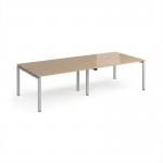 Adapt double back to back desks 2800mm x 1200mm - silver frame, kendal oak top E2812-S-KO