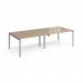 Adapt double back to back desks 2800mm x 1200mm - silver frame, kendal oak top E2812-S-KO