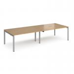 Adapt double back to back desks 2800mm x 1200mm - silver frame, oak top E2812-S-O