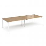 Adapt double back to back desks 2800mm x 1200mm - white frame, oak top E2812-WH-O