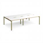Adapt double back to back desks 2800mm x 1600mm - green frame, white top, oak edge E2816-GN-WO