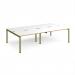 Adapt double back to back desks 2800mm x 1600mm - green frame, white top, oak edge E2816-GN-WO