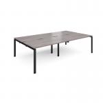 Adapt double back to back desks 2800mm x 1600mm - black frame, grey oak top E2816-K-GO