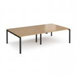 Adapt double back to back desks 2800mm x 1600mm - black frame, oak top E2816-K-O