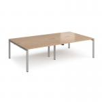 Adapt double back to back desks 2800mm x 1600mm - silver frame, beech top E2816-S-B