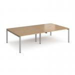 Adapt double back to back desks 2800mm x 1600mm - silver frame, oak top E2816-S-O