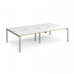 Adapt double back to back desks 2800mm x 1600mm - silver frame, white top with oak edging E2816-S-WO