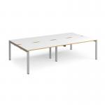 Adapt double back to back desks 2800mm x 1600mm - silver frame, white top with oak edging E2816-S-WO
