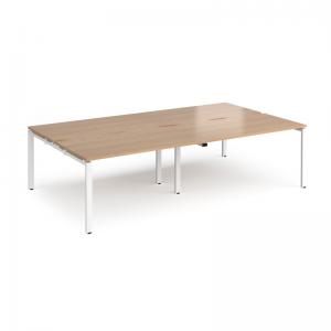Adapt double back to back desks 2800mm x 1600mm - white frame, beech