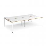 Adapt double back to back desks 2800mm x 1600mm - white frame, white top with oak edging E2816-WH-WO