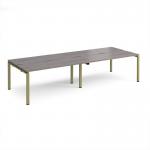 Adapt double back to back desks 3200mm x 1200mm - green frame, grey oak top E3212-GN-GO