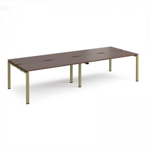 Adapt double back to back desks 3200mm x 1200mm - green frame, walnut