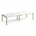 Adapt double back to back desks 3200mm x 1200mm - green frame, white top, oak edge E3212-GN-WO