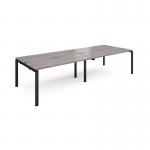 Adapt double back to back desks 3200mm x 1200mm - black frame, grey oak top E3212-K-GO