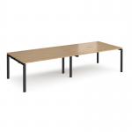 Adapt double back to back desks 3200mm x 1200mm - black frame, oak top E3212-K-O