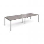 Adapt double back to back desks 3200mm x 1200mm - silver frame, grey oak top E3212-S-GO