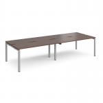 Adapt double back to back desks 3200mm x 1200mm - silver frame, walnut top E3212-S-W