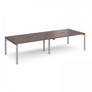 Adapt double back to back desks 3200mm x 1200mm - silver frame, walnut