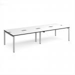 Adapt double back to back desks 3200mm x 1200mm - silver frame, white top, black edge E3212-S-WK