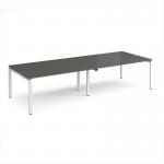 Adapt double back to back desks 3200mm x 1200mm - white frame, storm grey top E3212-WH-OG